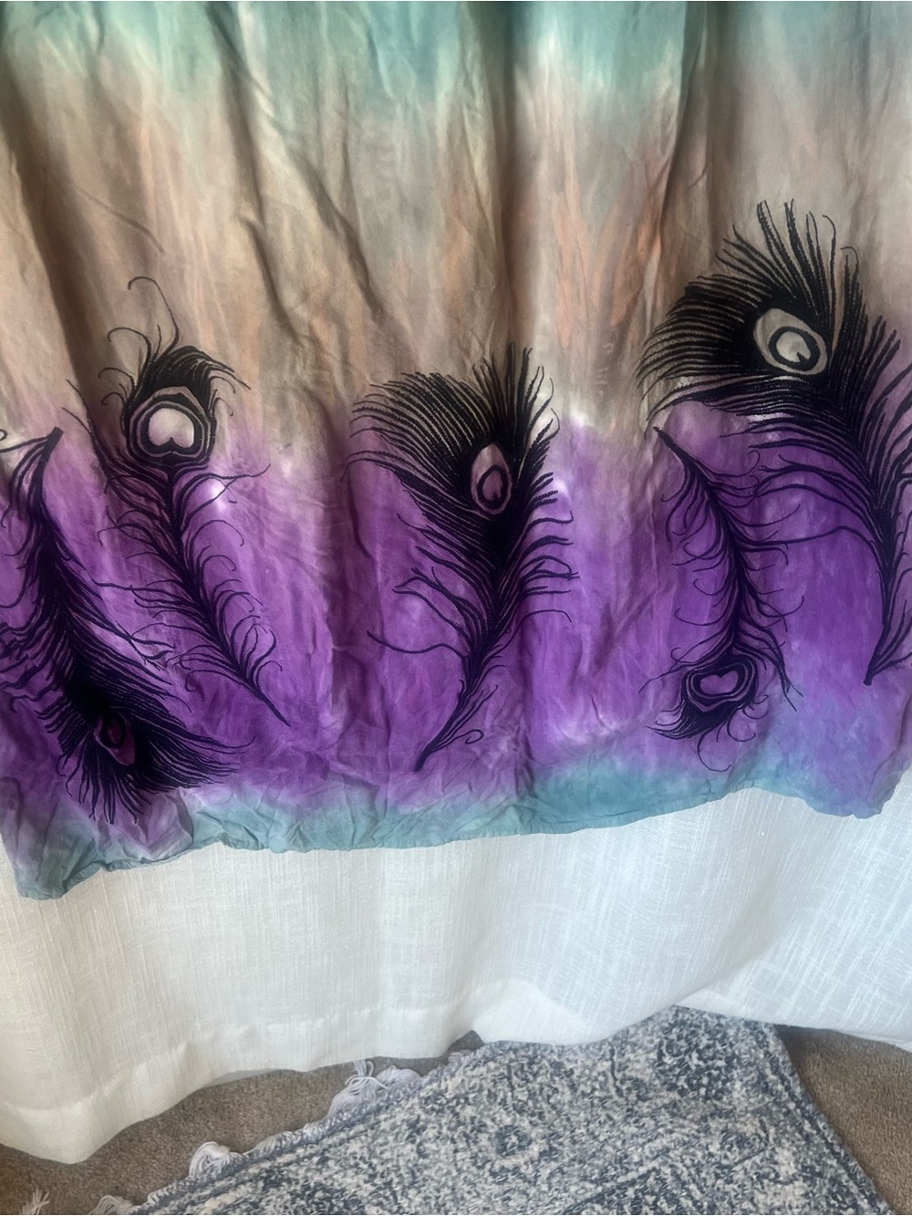 One World Strapless Tube Top Ombre Maxi Skirt in Teal and Purple Tye-Dye - Picture 2 of 5